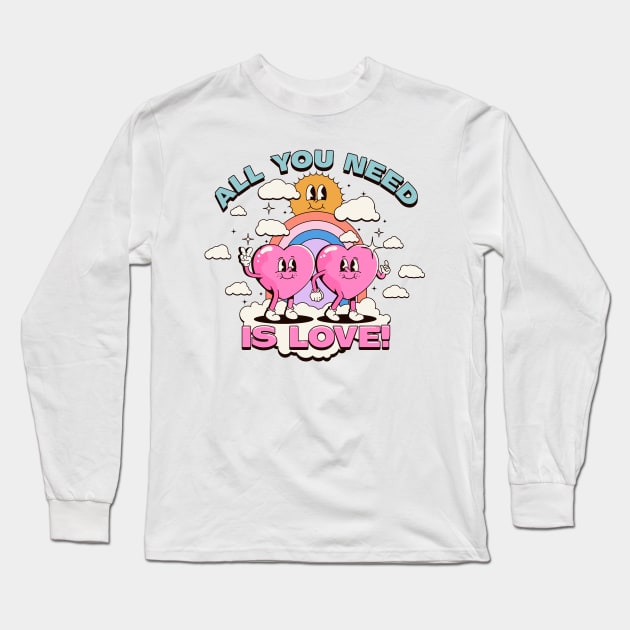 All You Need is Love Retro Illustration Long Sleeve T-Shirt by Ravensdesign